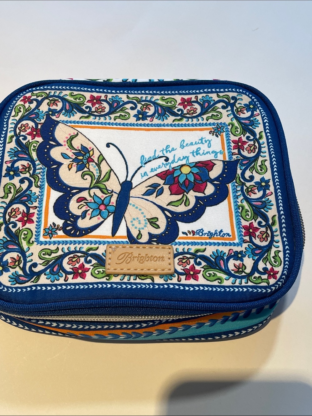 Brighton Blue Floral Butterfly Cosmetic Case